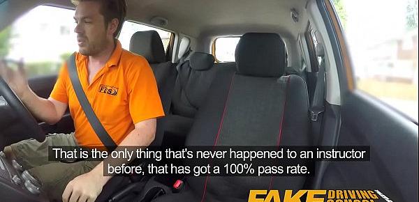 Fake Driving School Sexy horny learners secretly fuck in instructors car